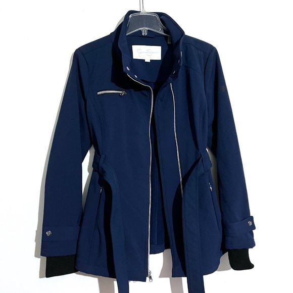 Jessica Simpson Soft Shell Tie Waist Zip Up Jacket with Thumb Holes - Picture 5 of 16